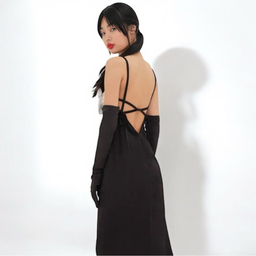 New For Love &‎ Lemons Rita Maxi Slip Dress Medium Rosetta Cup Satin Open Back - Picture 3 of 14